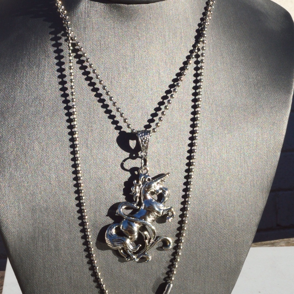 Unicorn Necklace Pendant Silver Chain Cute